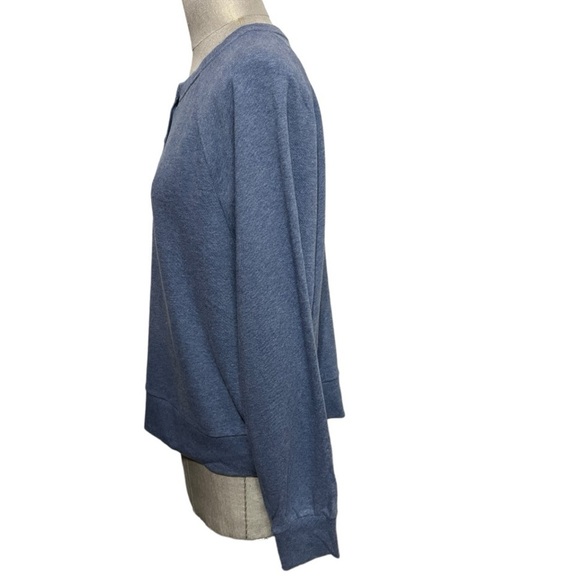 Gap Vintage Soft Cropped Henley Raglan Sweatshirt Indigo Blue Size XL - Picture 5 of 9